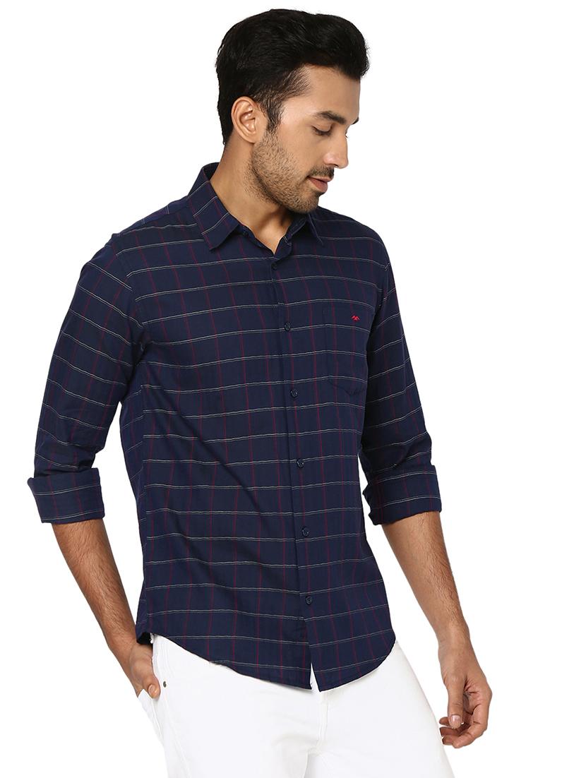navy blue cotton casual shirt - 20998530 - Standard Image - 1
