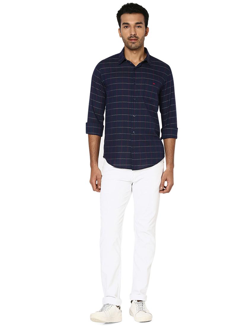 navy blue cotton casual shirt - 20998530 - Standard Image - 4