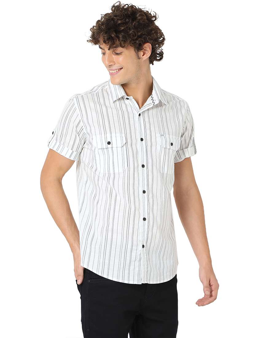 white cotton casual shirt - 20998539 -  Standard Image - 1