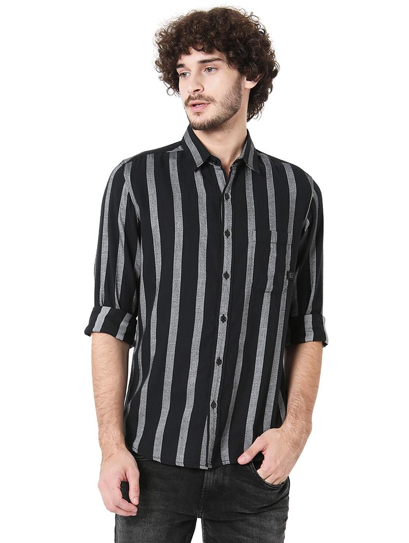 black cotton casual shirt - 20998546 - Standard Image - 1