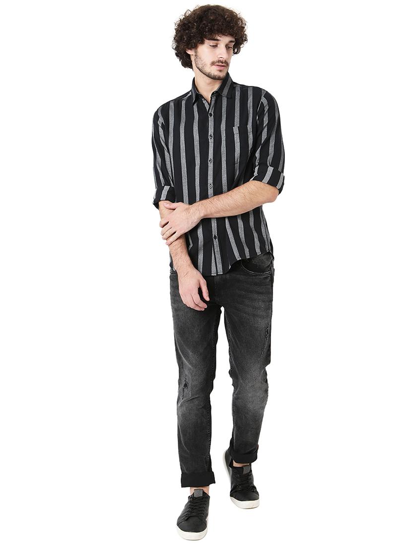 black cotton casual shirt - 20998546 - Standard Image - 4