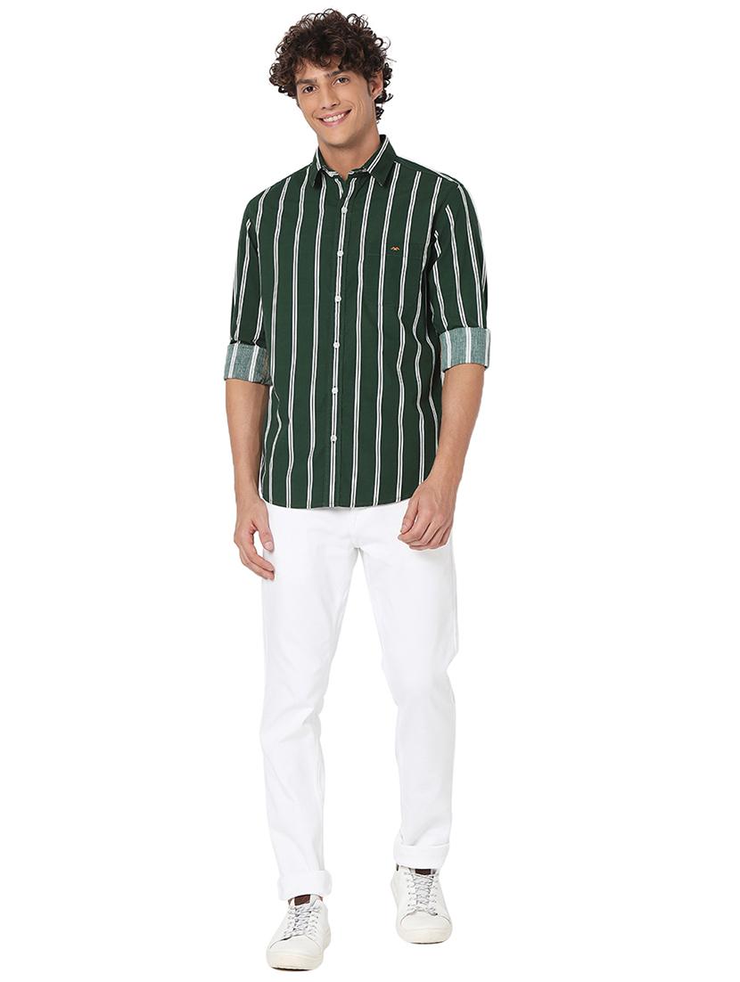 olive cotton casual shirt - 20998558 - Standard Image - 4