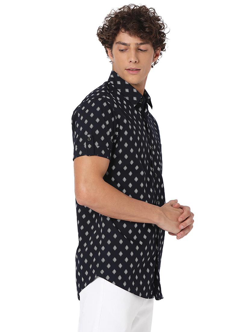 navy blue cotton casual shirt - 20998570 -  Standard Image - 1