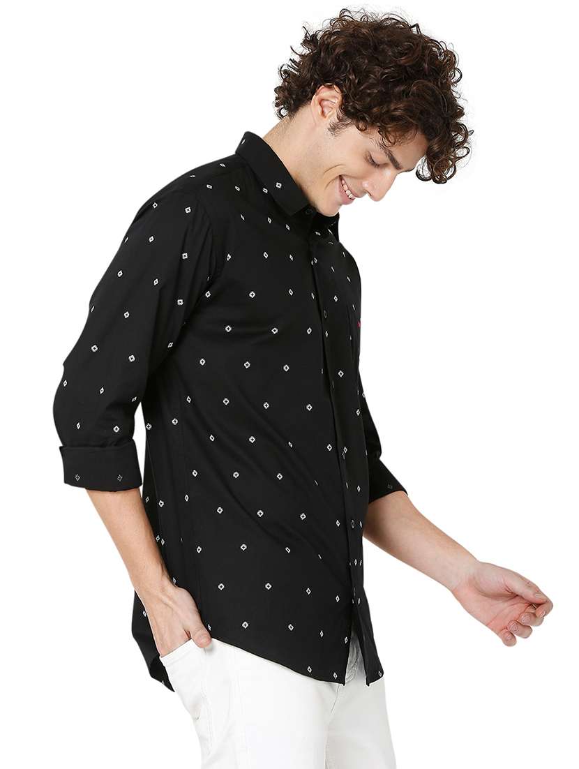 black cotton casual shirt - 20998571 -  Standard Image - 1