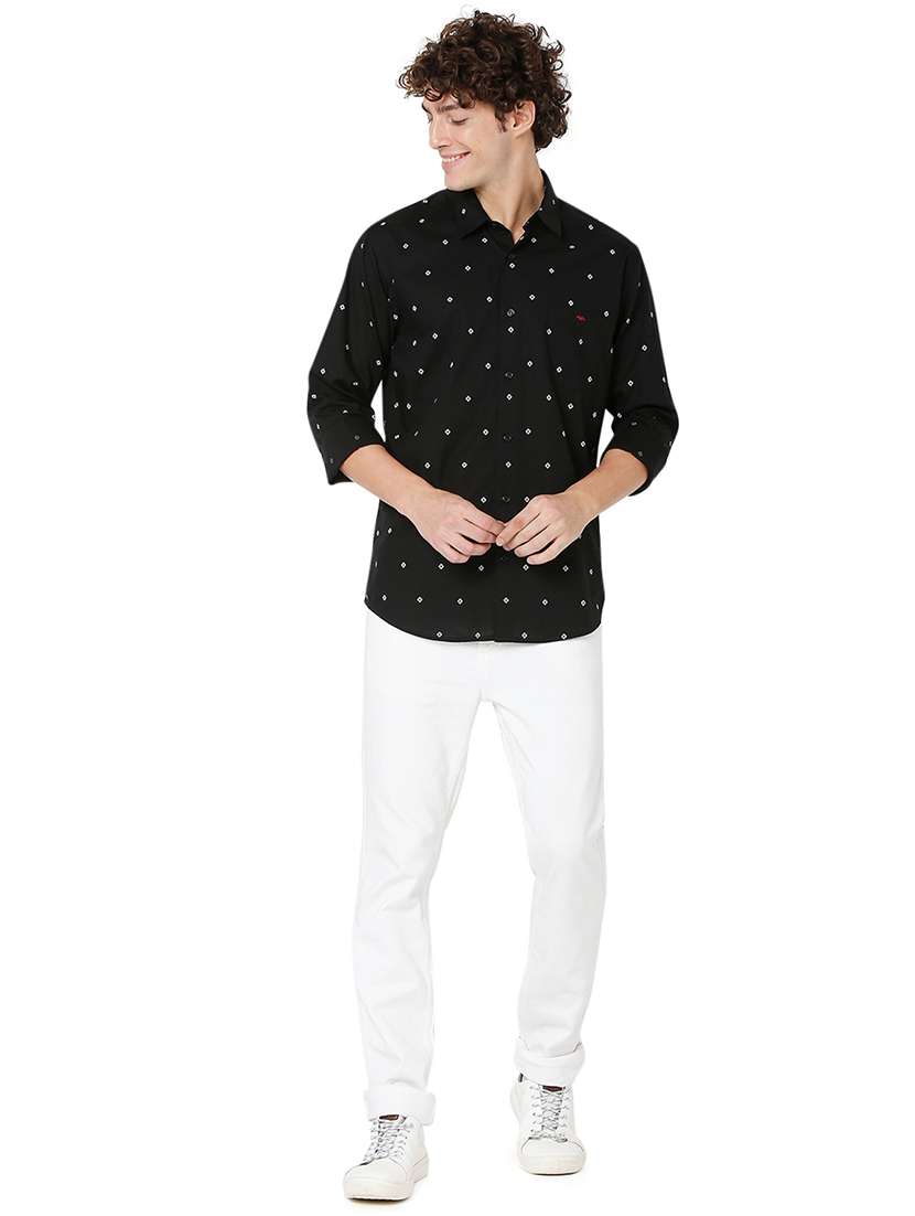 black cotton casual shirt - 20998571 -  Standard Image - 4