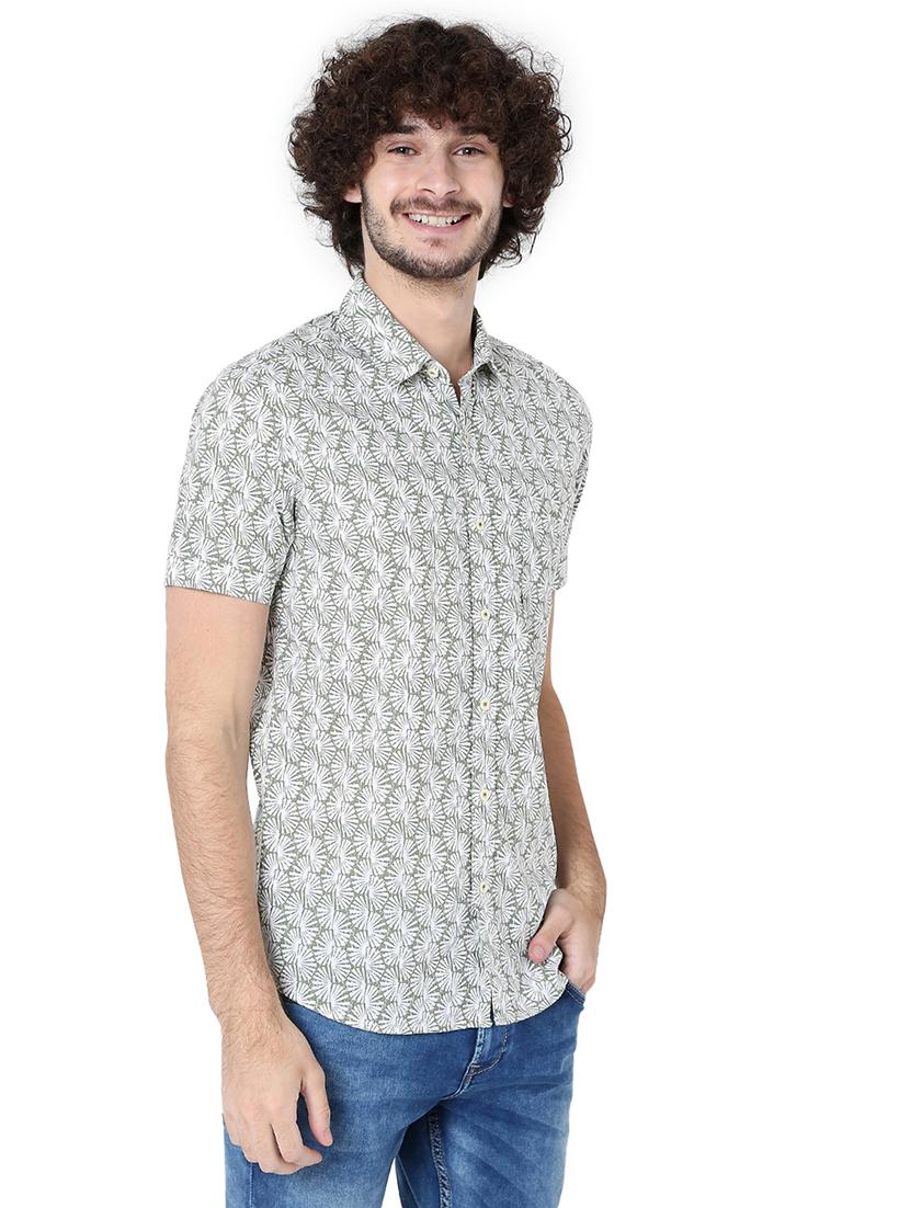 olive cotton casual shirt - 20998580 - Standard Image - 1