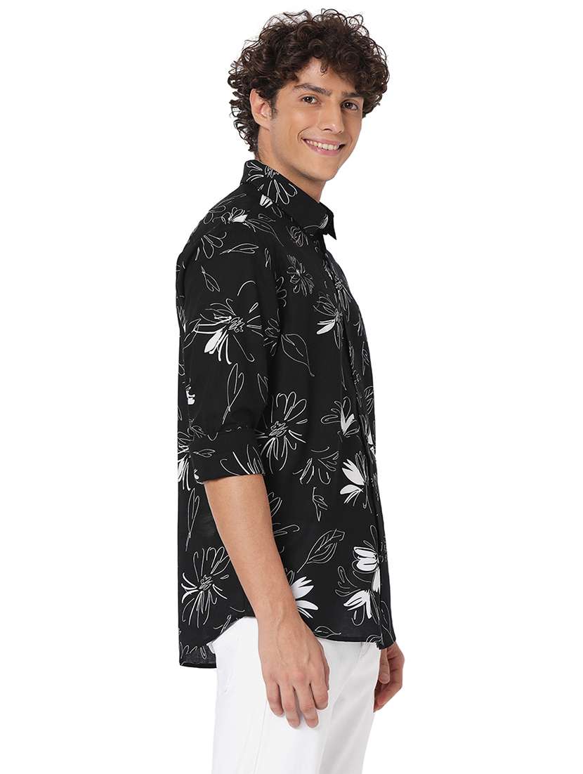 black cotton casual shirt - 20998581 -  Standard Image - 1