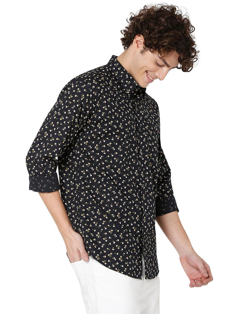 black cotton casual shirt - 20998624 - Standard Image - 1