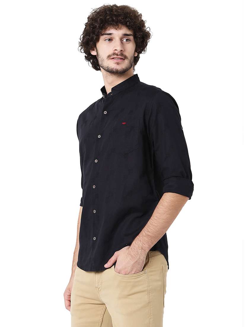 men mandarin neck long sleeve casual shirt - 20998649 - Standard Image - 1