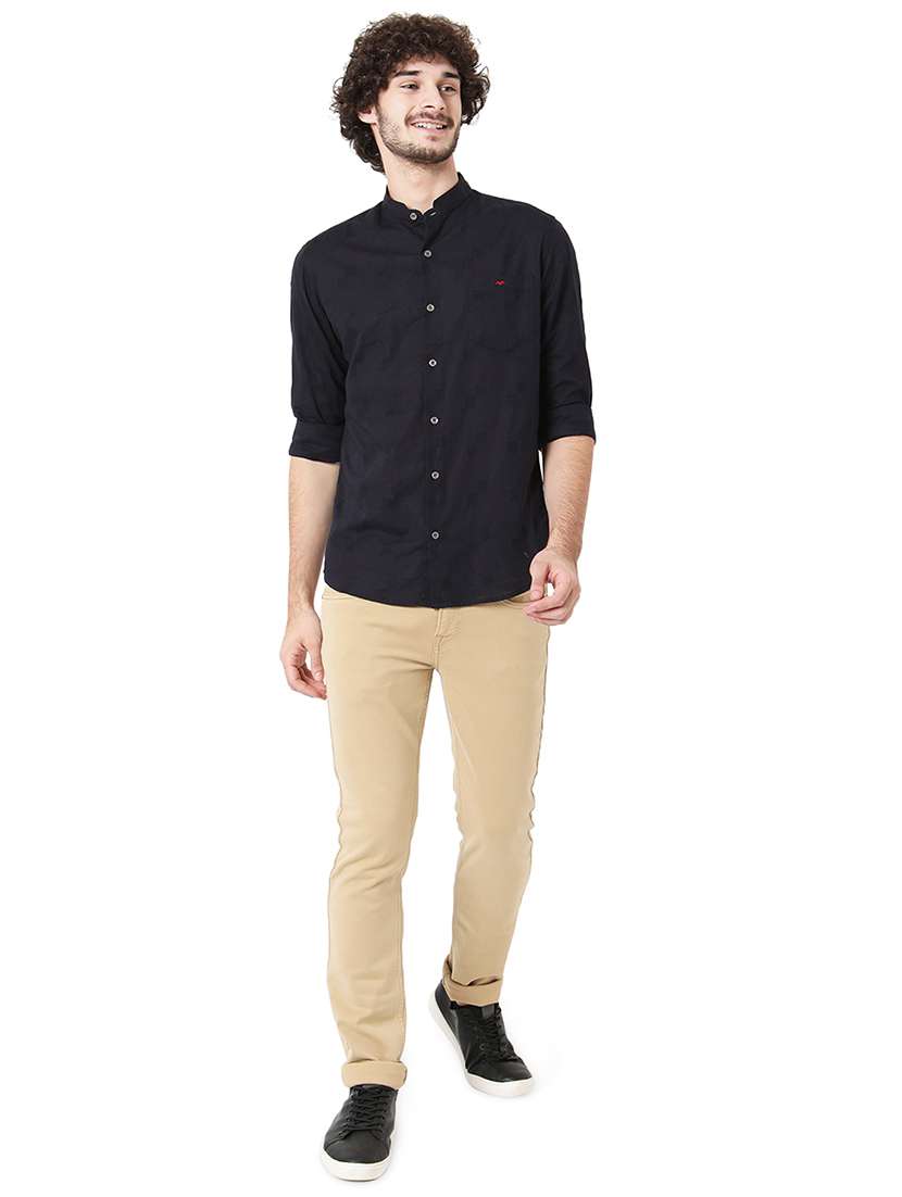 men mandarin neck long sleeve casual shirt - 20998649 - Standard Image - 4