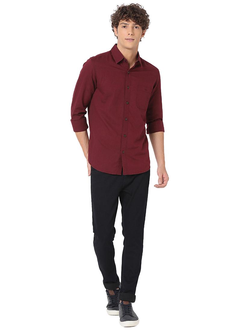 burgundy cotton casual shirt - 20998651 - Standard Image - 4