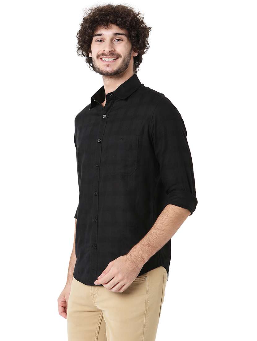 black cotton casual shirt - 20998657 -  Standard Image - 1