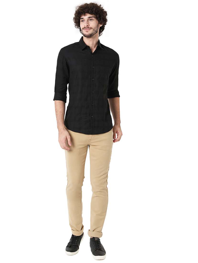 black cotton casual shirt - 20998657 -  Standard Image - 4