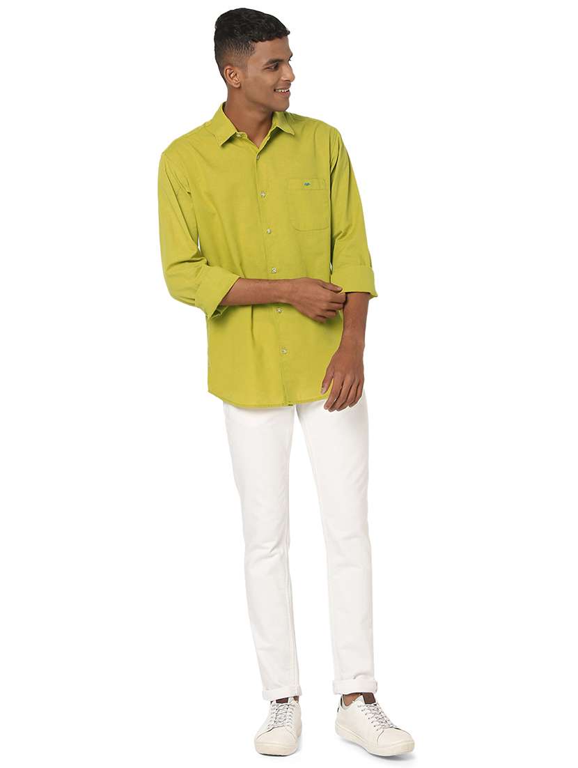 lime cotton casual shirt - 20998676 - Standard Image - 4