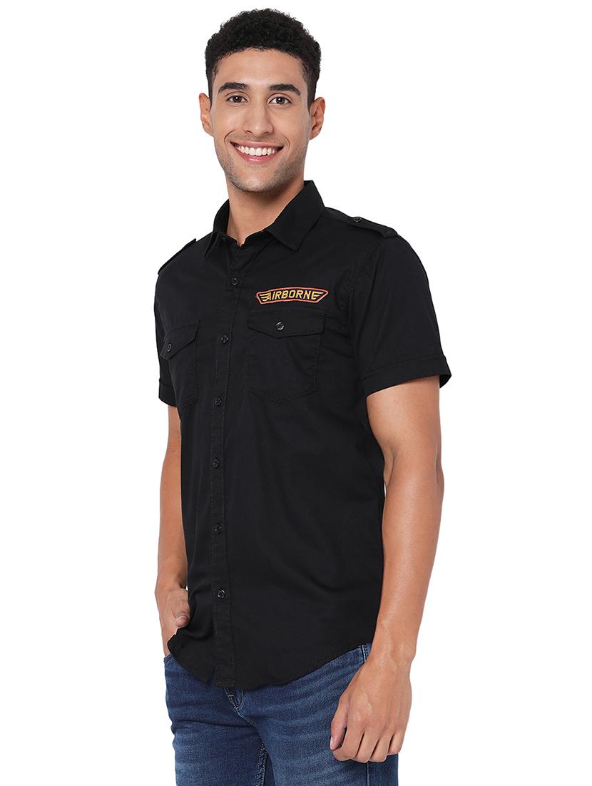 black cotton casual shirt - 20998701 - Standard Image - 1
