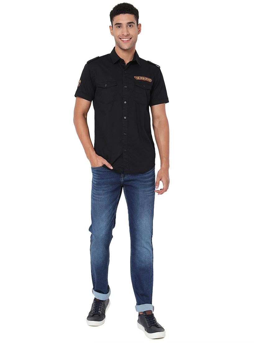 black cotton casual shirt - 20998701 - Standard Image - 4