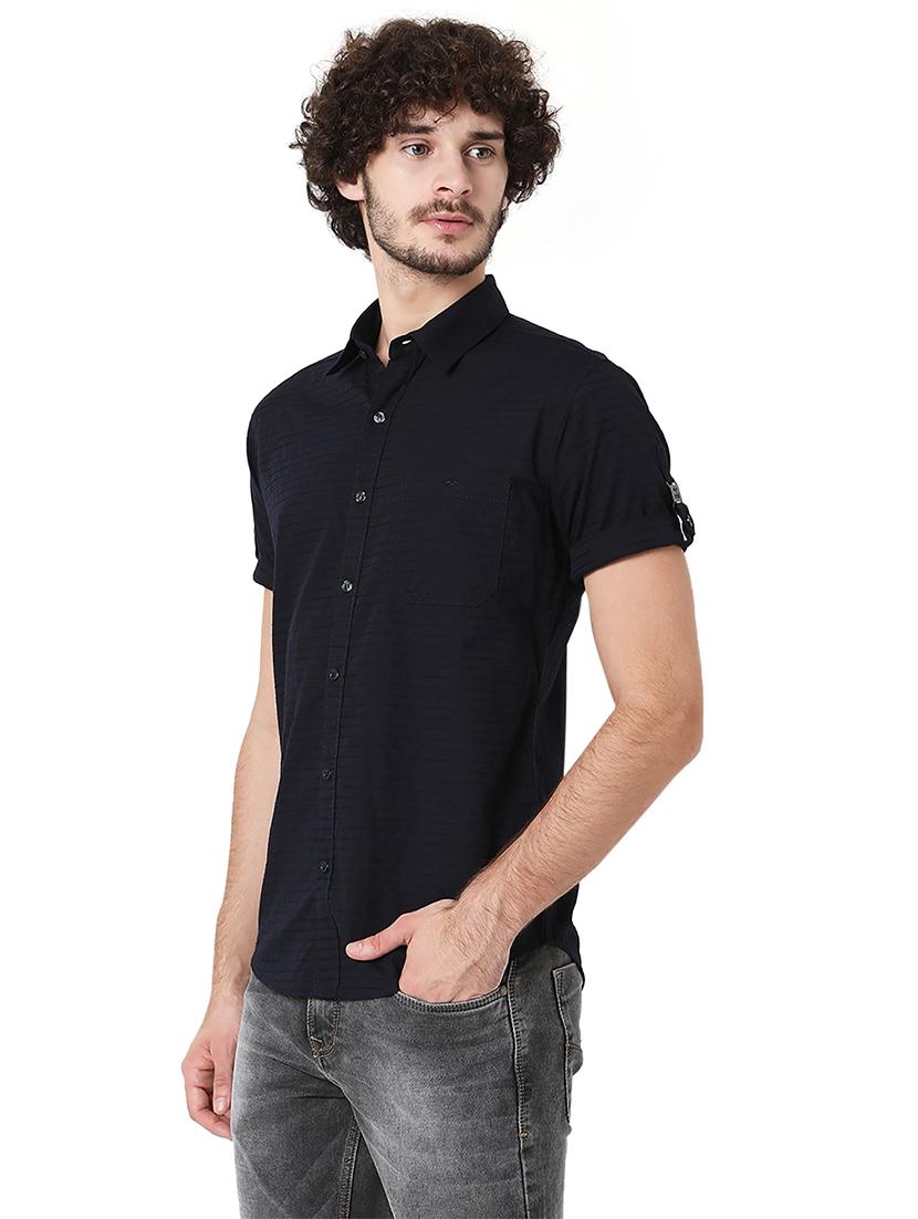 navy blue cotton casual shirt - 20998707 -  Standard Image - 1
