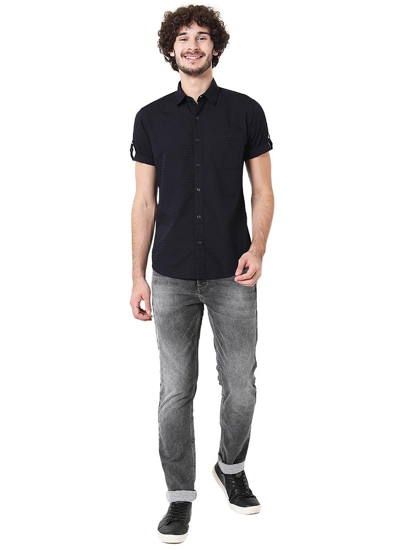 navy blue cotton casual shirt - 20998707 - Standard Image - 4