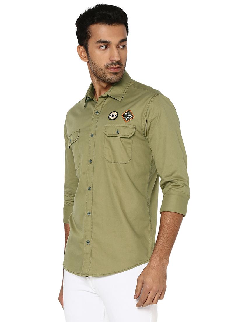 men khaki badged shirt - 20998709 -  Standard Image - 1