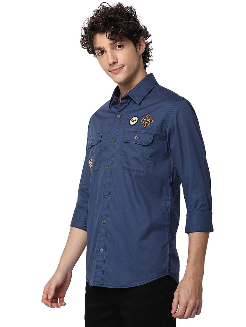 navy blue badged shirt - 20998710 -  Standard Image - 1