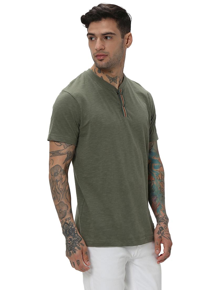 olive cotton plain tshirt - 20998740 - Standard Image - 1