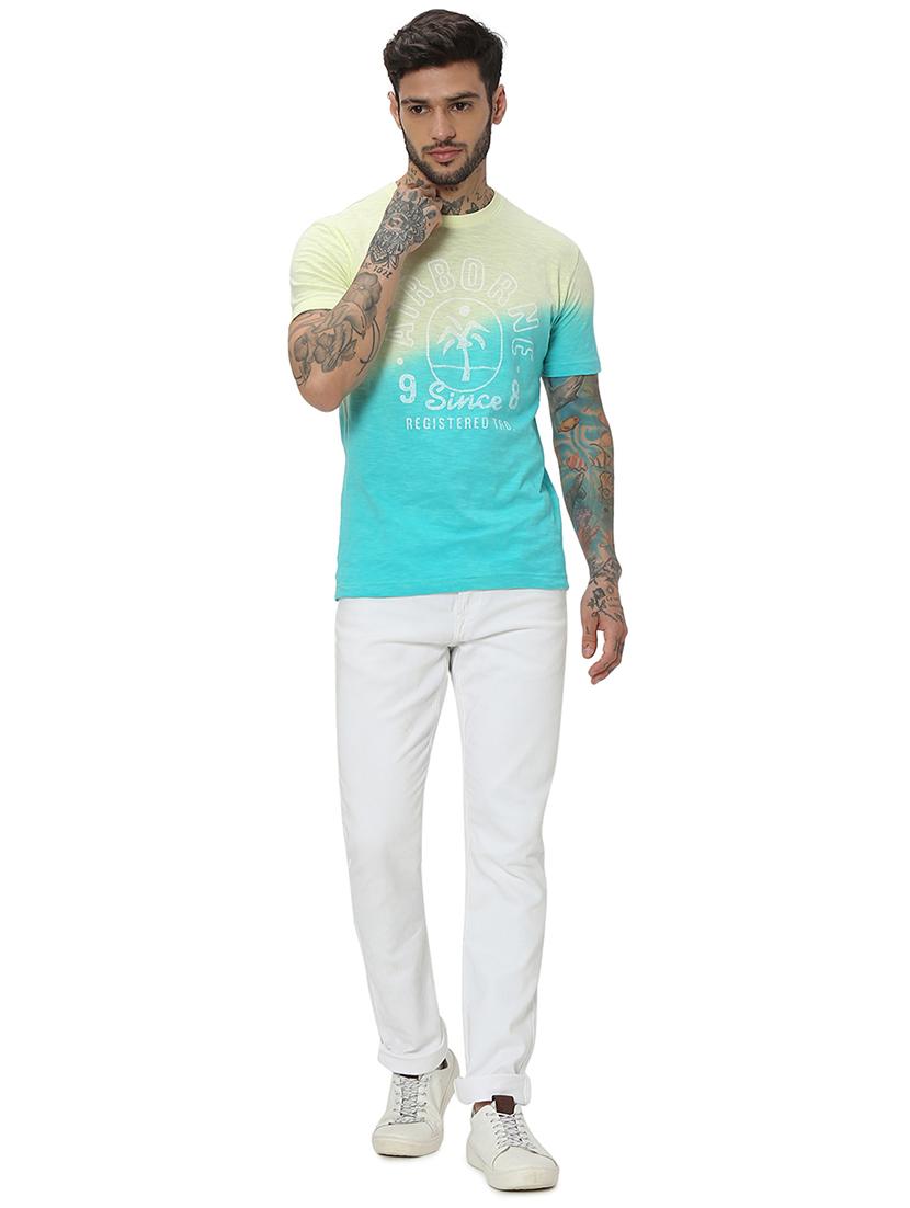 turquoise cotton front print tshirt - 20998747 - Standard Image - 4