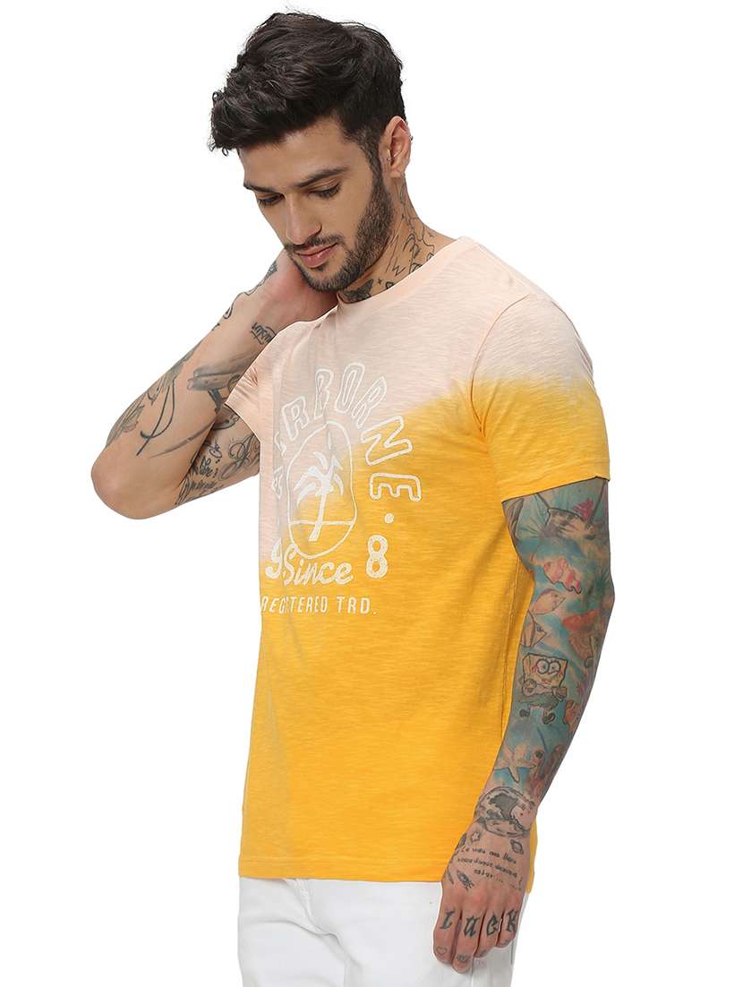 yellow cotton front print t-shirt - 20998748 - Standard Image - 1