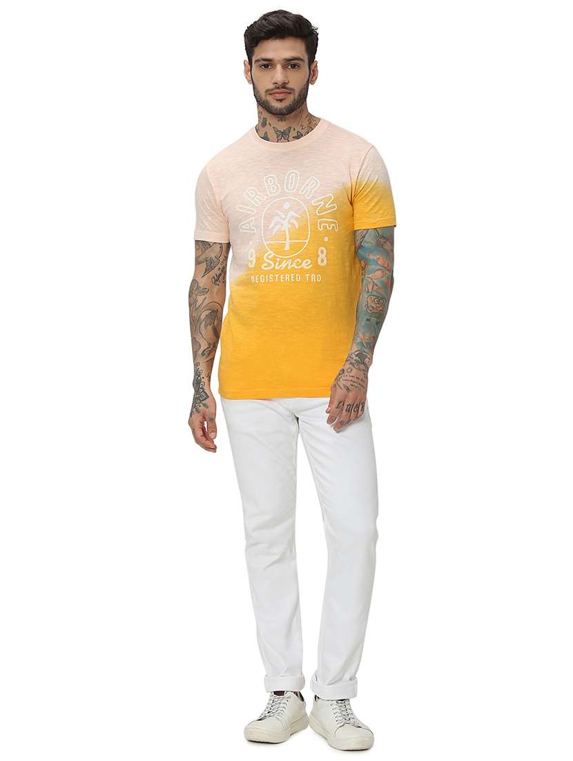 yellow cotton front print t-shirt - 20998748 - Standard Image - 4