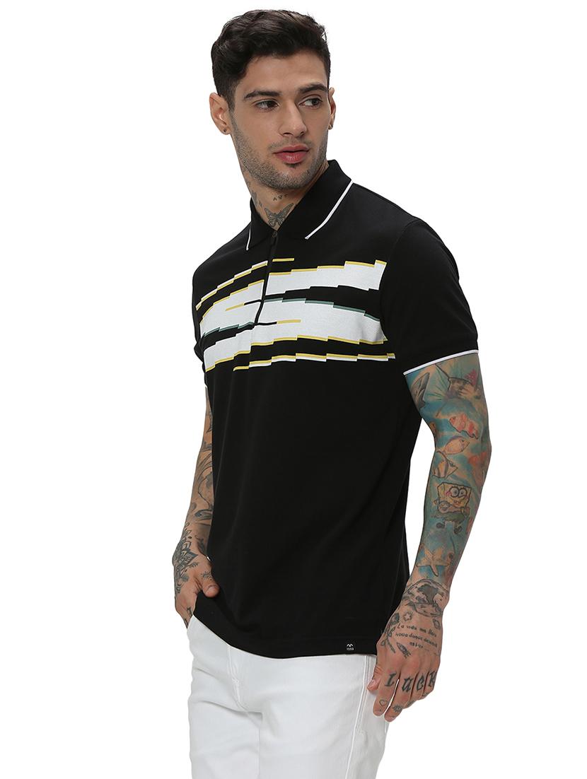 black cotton color block t-shirt - 20998749 -  Standard Image - 1