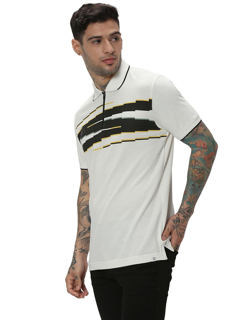 men polo neck chest print t-shirt - 20998750 - Standard Image - 1