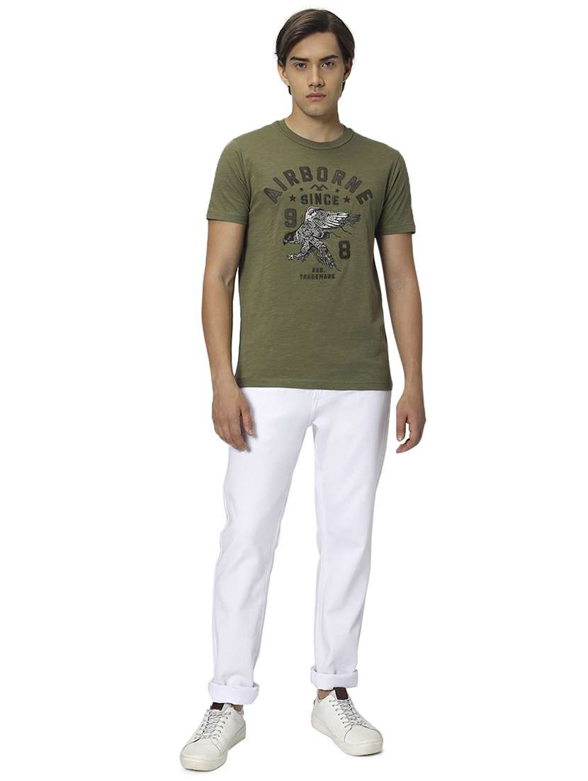 olive cotton front print t-shirt - 20998791 - Standard Image - 4