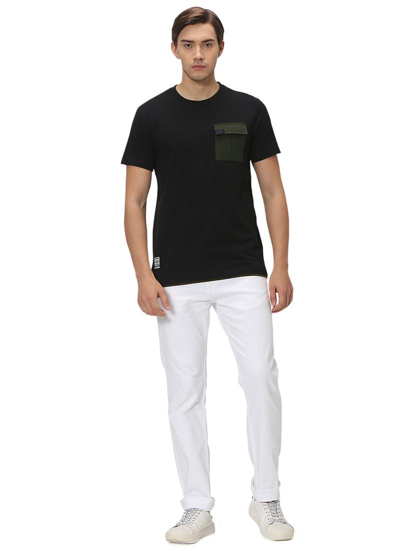 black cotton color block t-shirt - 20998794 - Standard Image - 4