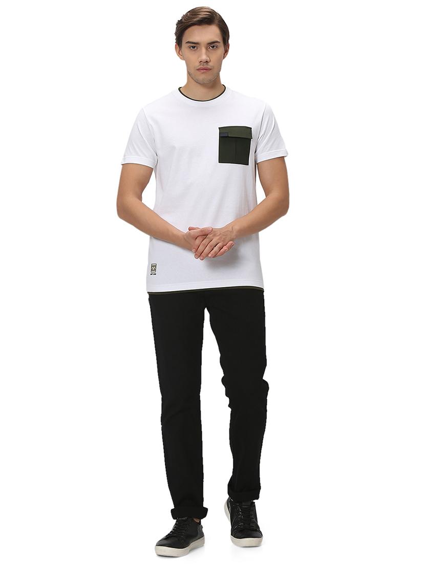 white cotton color block t-shirt - 20998795 - Standard Image - 4