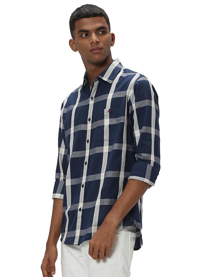 navy blue cotton casual shirt - 20998853 - Standard Image - 1