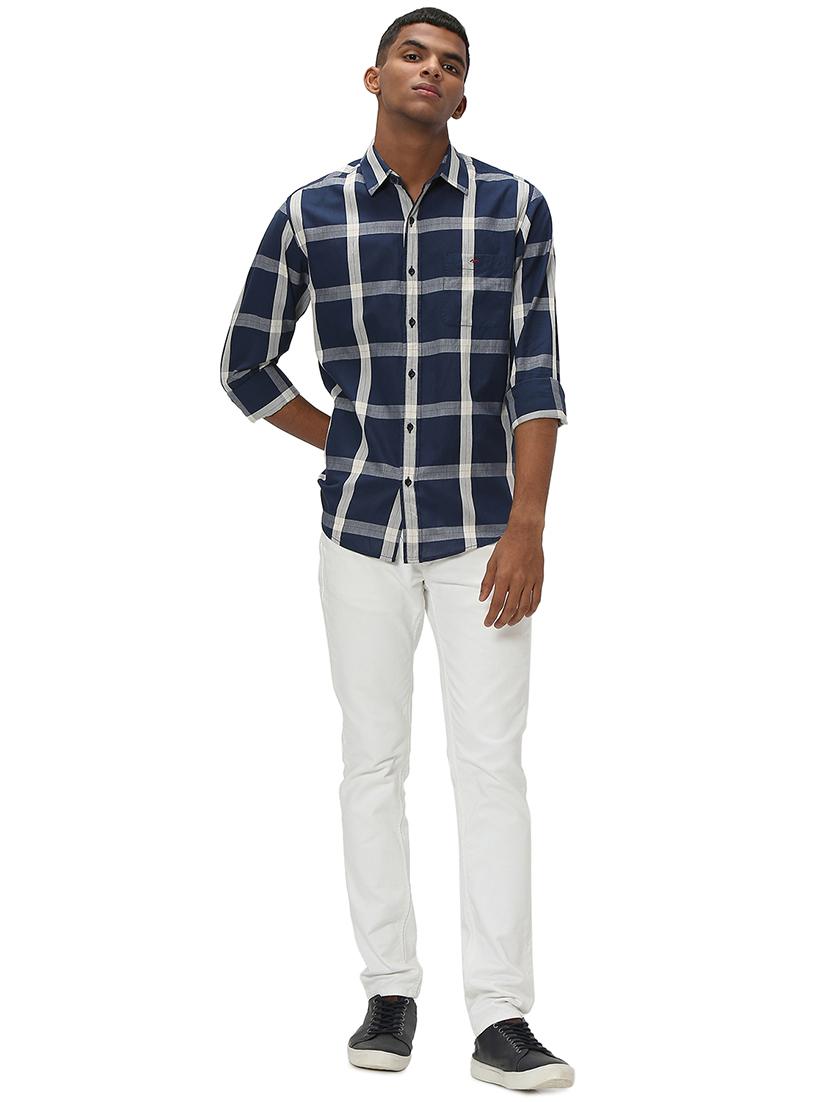 navy blue cotton casual shirt - 20998853 - Standard Image - 4