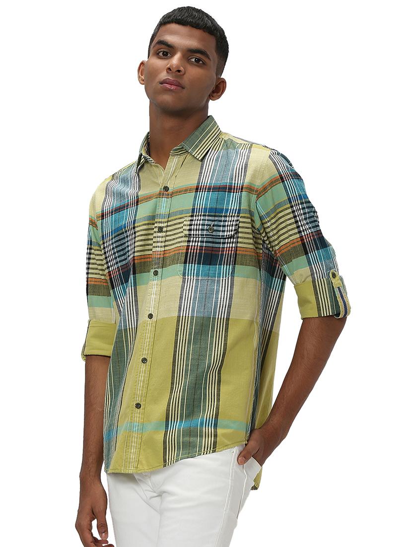 olive cotton casual shirt - 20998857 - Standard Image - 1