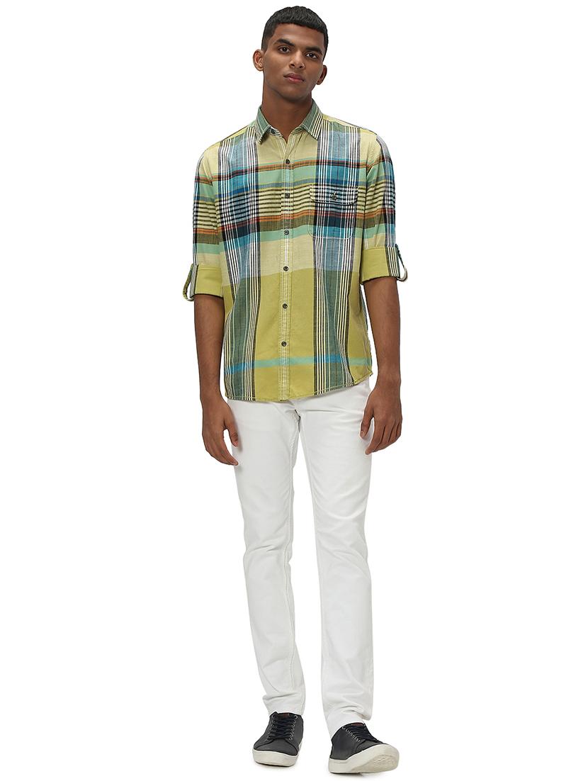 olive cotton casual shirt - 20998857 - Standard Image - 4