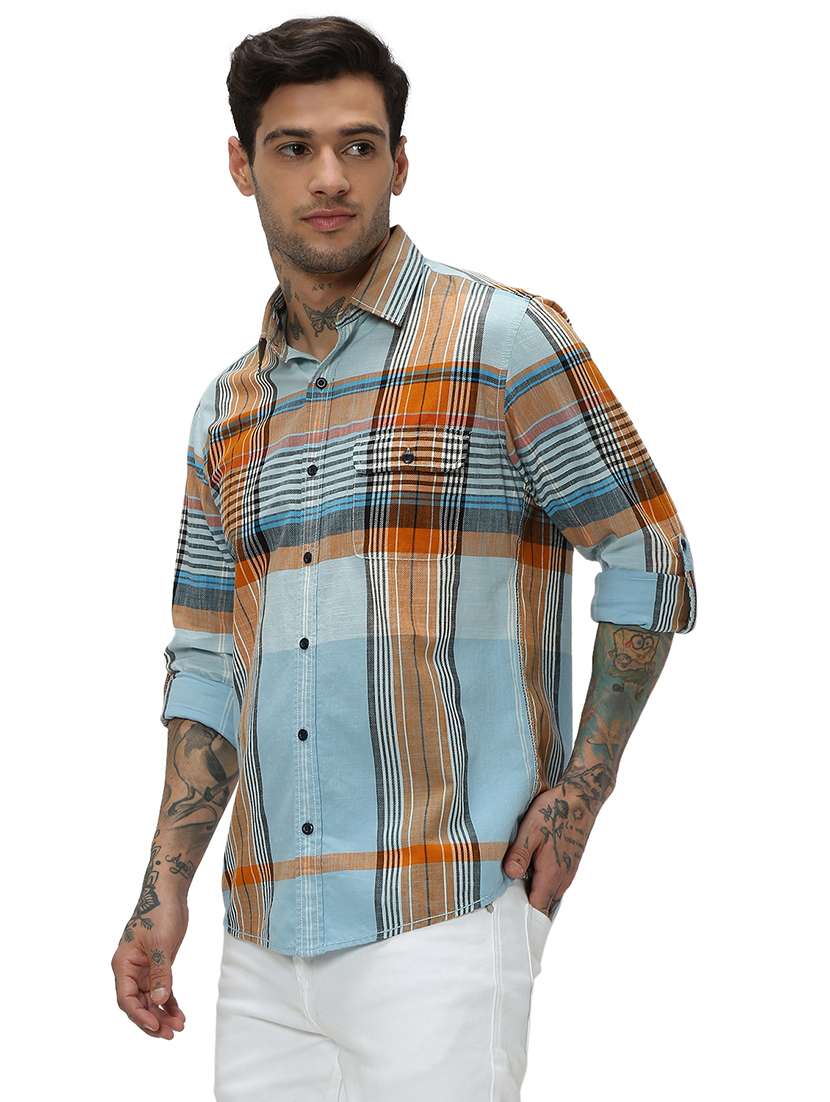 light blue cotton casual shirt - 20998858 - Standard Image - 1