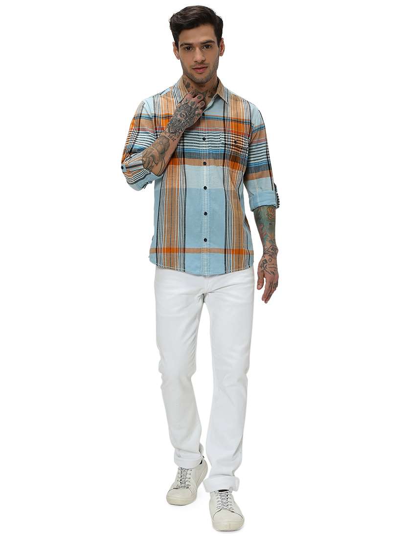 light blue cotton casual shirt - 20998858 - Standard Image - 4