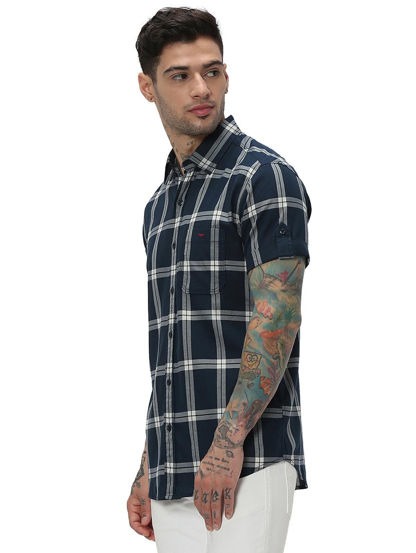 navy blue cotton casual shirt - 20998872 - Standard Image - 1