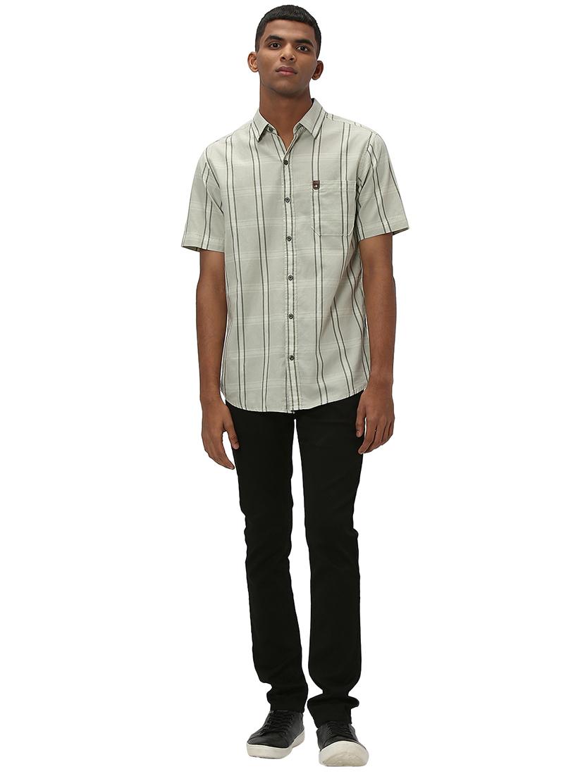 olive cotton casual shirt - 20998874 - Standard Image - 4