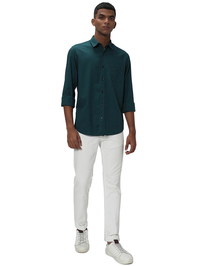 green cotton casual shirt - 20998886 - Standard Image - 4