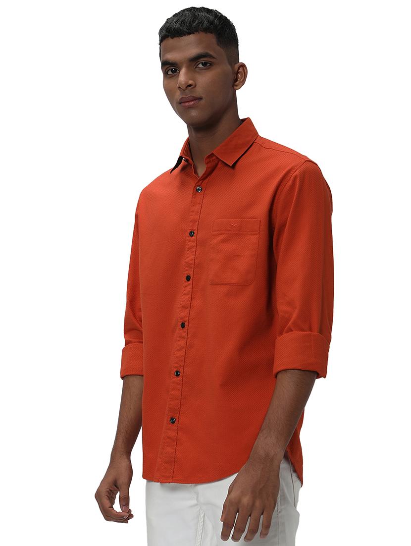 rust cotton casual shirt - 20998887 - Standard Image - 1