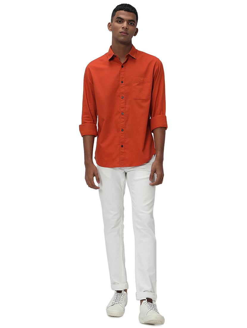 rust cotton casual shirt - 20998887 - Standard Image - 4