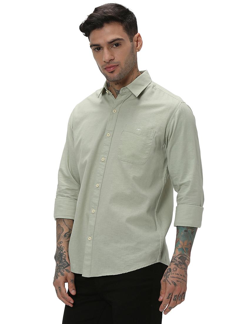 olive cotton casual shirt - 20998893 - Standard Image - 1
