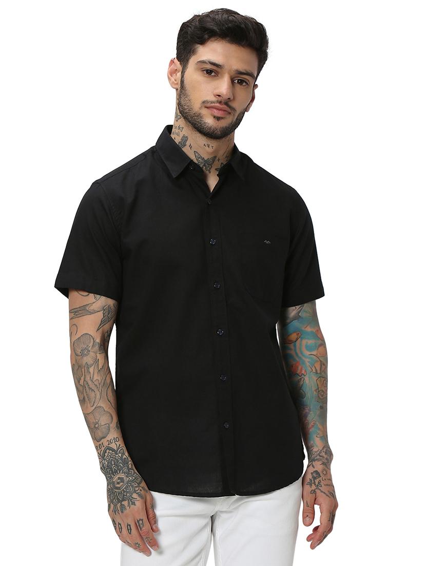 black cotton casual shirt - 20998913 - Standard Image - 1