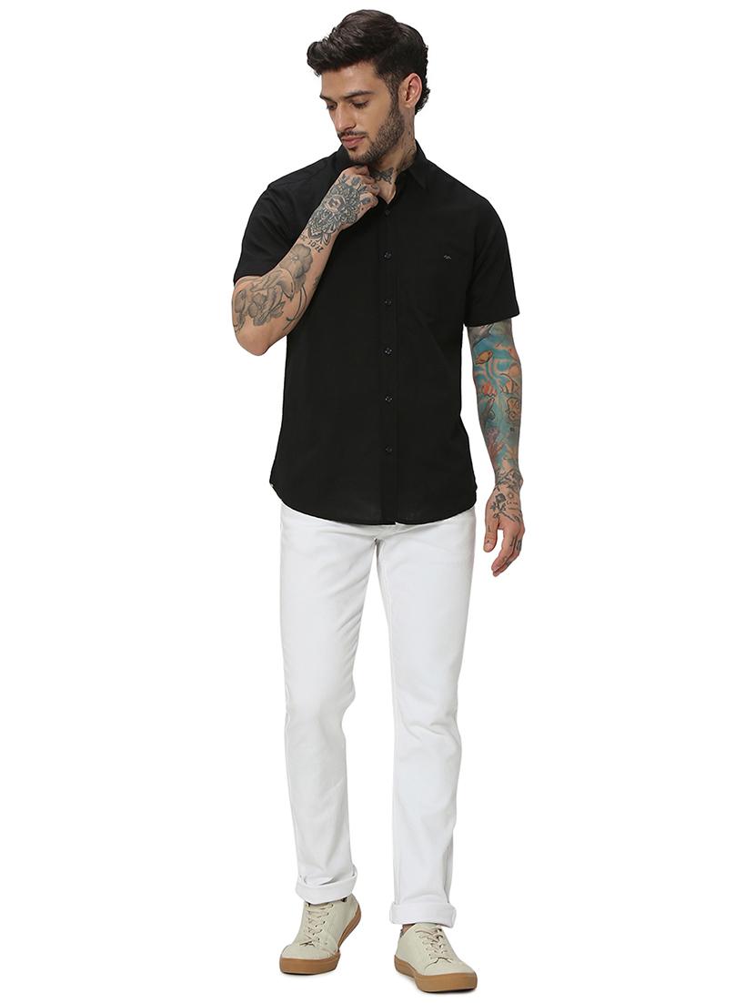 black cotton casual shirt - 20998913 - Standard Image - 4