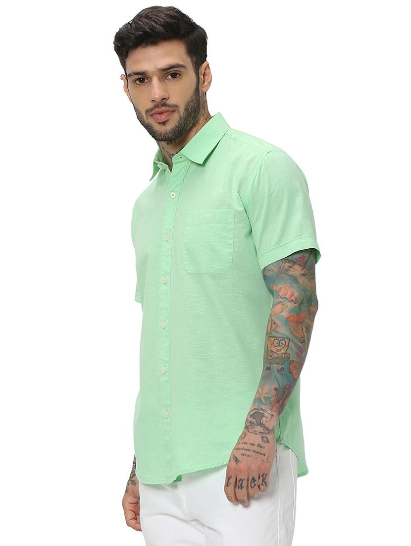 green cotton casual shirt - 20998919 -  Standard Image - 1