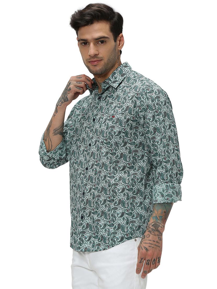 green cotton casual shirt - 20998930 - Standard Image - 1