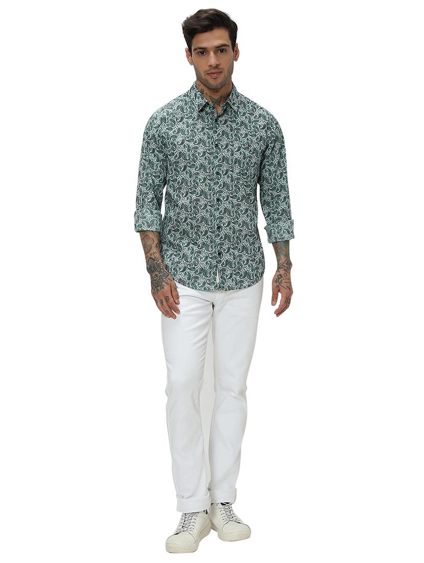 green cotton casual shirt - 20998930 - Standard Image - 4